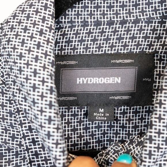 Hydrogen Gray Black Casual Mens Button Down Shirt. Medium - Picture 2 of 4